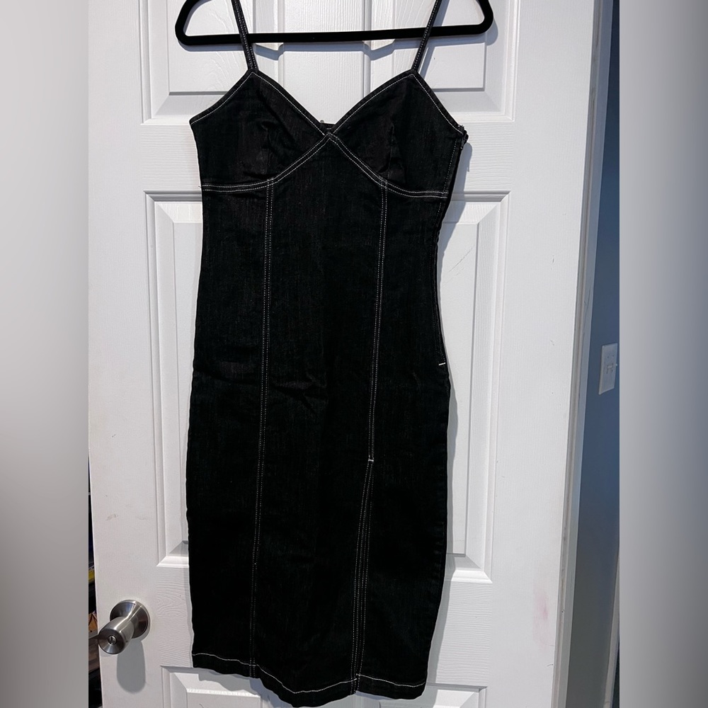 TOPSHOP Nordstrom Black Denim Midi Dress